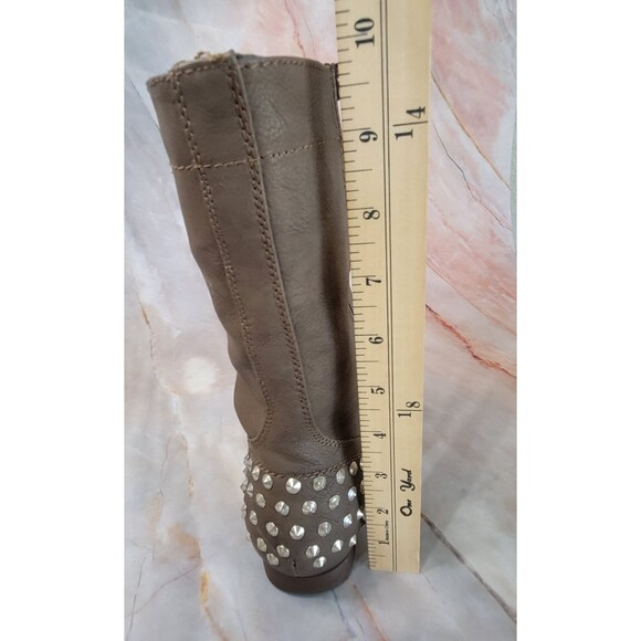 Bamboo Rascal taupe studded vegan leather calf height boots size 9 - Picture 11 of 13